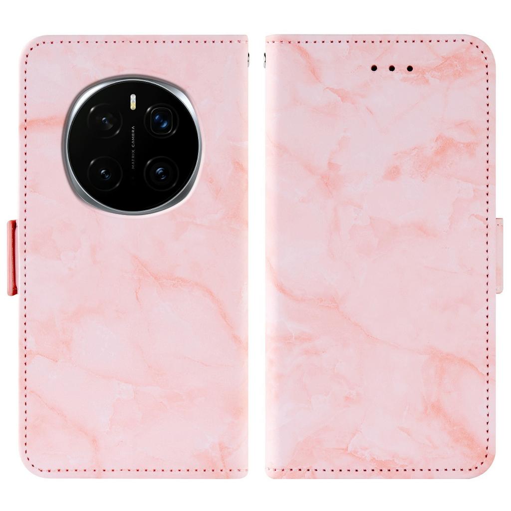 For Honor Magic7 Pro 5G Leather Case Marble Pattern Phone Wallet Stand Cover with Wrist Strap