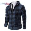 Cozy Up Men Sweater Coat  Autumn Winter Thick Warm Hooded Plaid Wool Sweater Cardigan  Zipper Fleece Coat Men