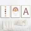 Cartoon Rainbow Custom Birth Data Initial Letter Nursery Canvas Paintings Wall Art Print Pictures Poster Child Room Home Decor