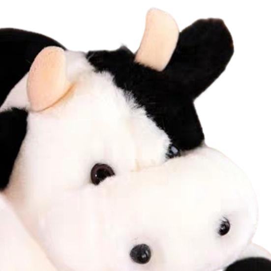 Realistic Plush Cow Toy Soft Stuffed Animal with Black & White Spots Cuddly Companion Birthday Gift for Boys Girls