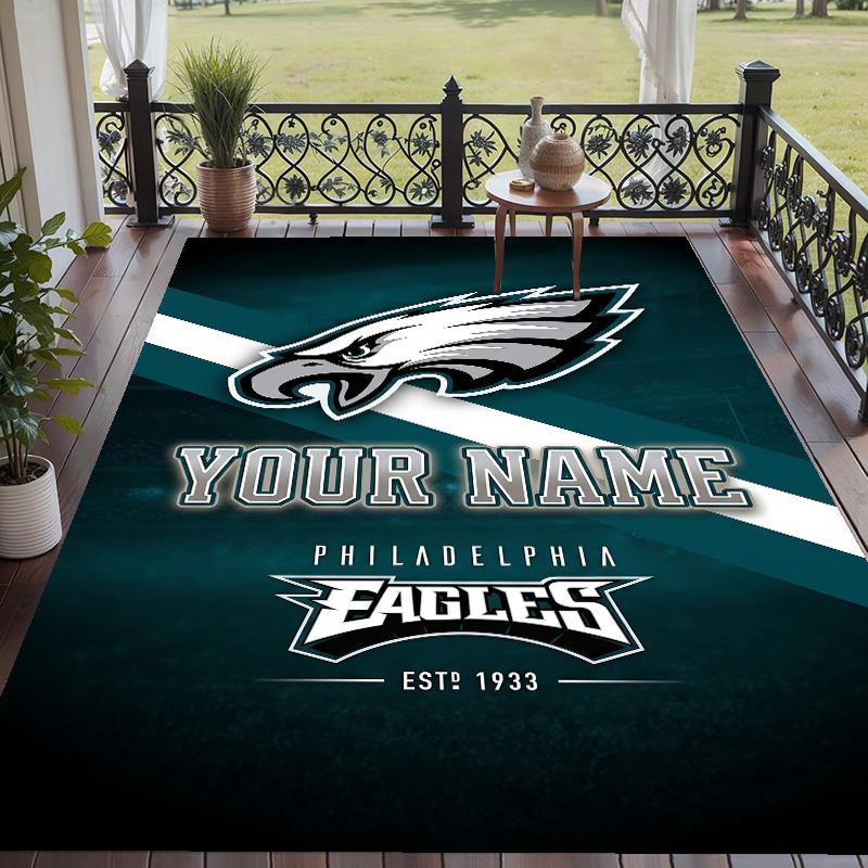 Custom Text Printed Rug Philadelphia Eagles Non Slip Floor Carpet For Home Room Decor