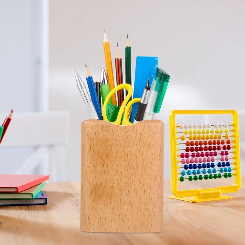 Holz Stifthalter mit großer Kapazität Natürlicher Stifthalter Becher Stiftbehälter Schreibtischorganizer Schule
