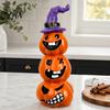 Unique Halloween Gift Ideas Pumpkin Statue, Resin Spooky Face Figurine for Desktop Ornaments Indoor Tabletop, Tiered Tray, Party, Home Decor