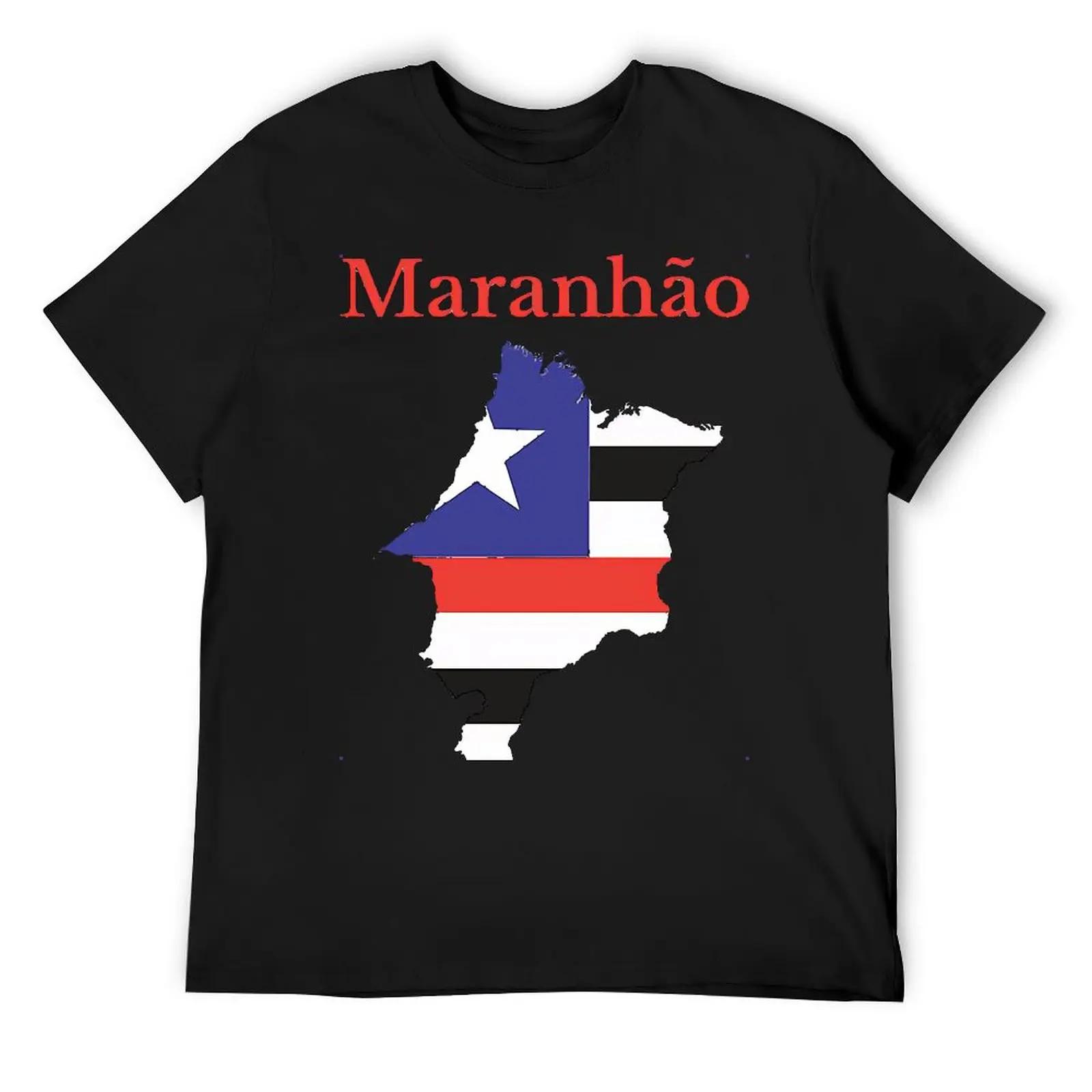 

Футболка с изображением карты штата Мараньян, флага и бразильского флага, спортивная футболка с круглым вырезом и забавным рисунком для фитнеса, размер США 4XL