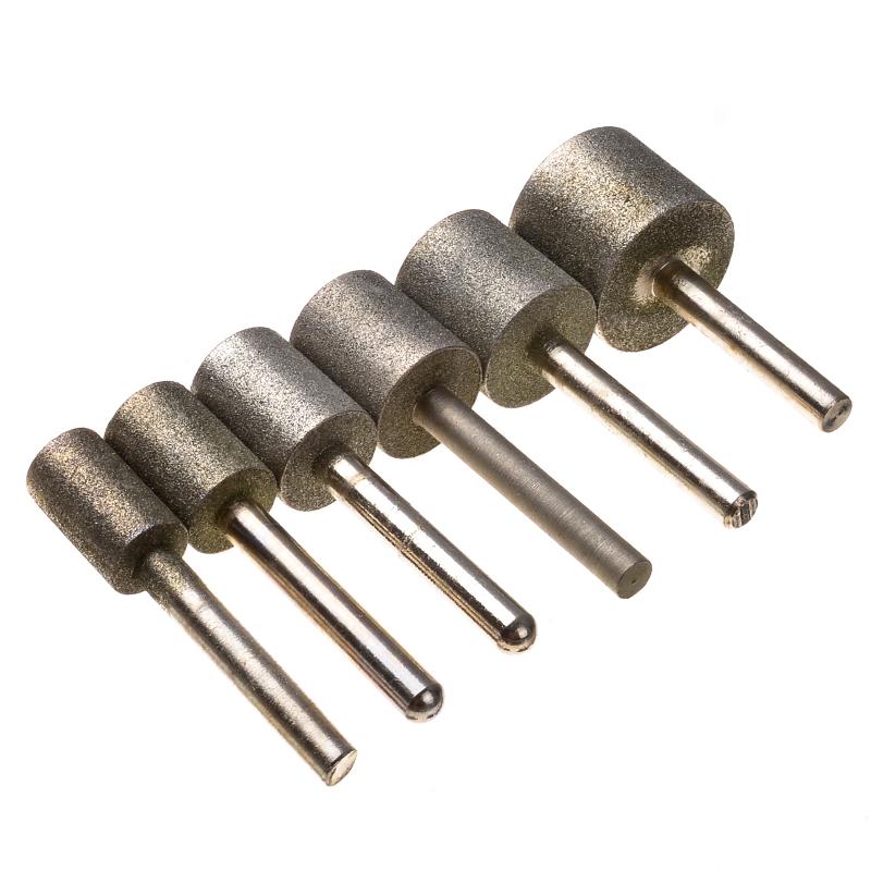 6 buc cap de șlefuire cilindrică diamantată 12/14/16/18/20/25 mm cu vârfuri montate, burghie de găurit cu scule rotative contractate de 6 mm