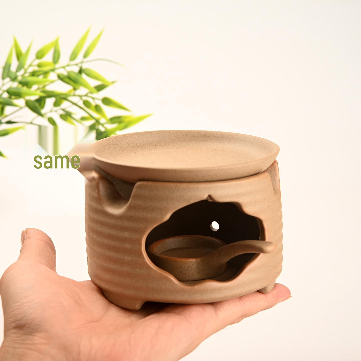 Rustic Pottery Incense & Tea Stove: Versatile Burner for Candles, Incense, Agarwood, and Tea Brewing.