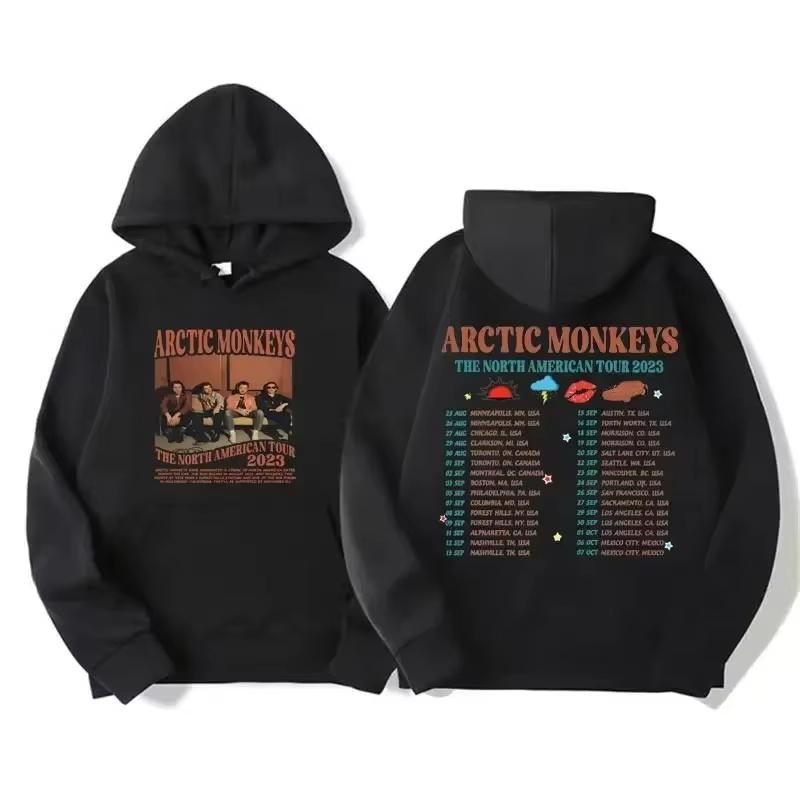 Men's Retro Rock Arctic Monkeys Hoodie - Music Album Pattern Print, Hip Hop Style Oversized Vintage Hooded Sweatshirt WY005