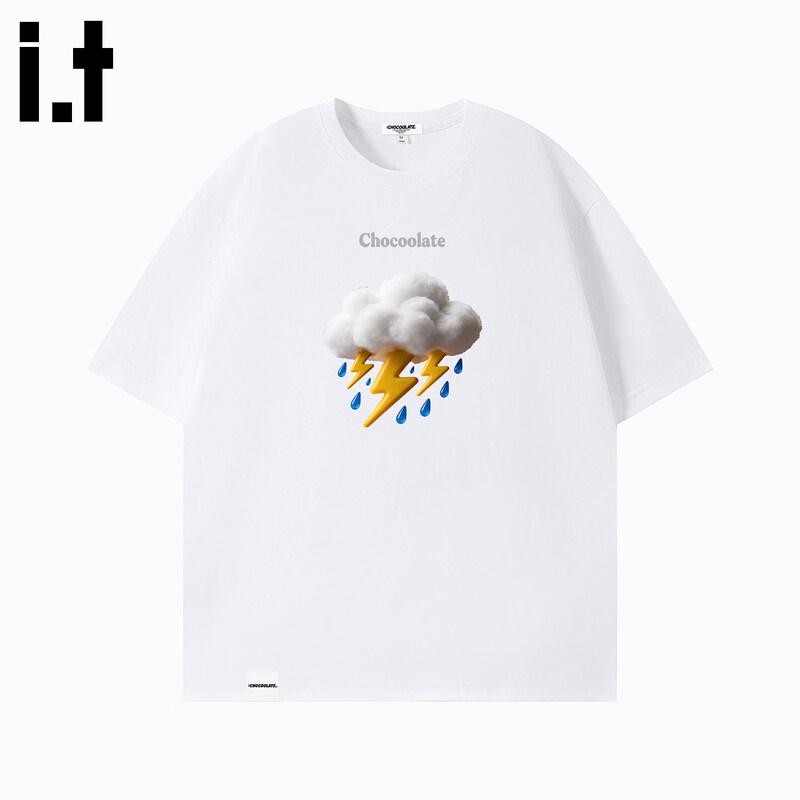 CHOCOOLATEit Unisex Cotton Printed Short Sleeve T-Shirt S белый