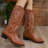 2025 Autumn Winter New European American Pointed Toe Mid Heeled Women Boots Thick Heel Plus Size Chelsea Boots Mid Heeled