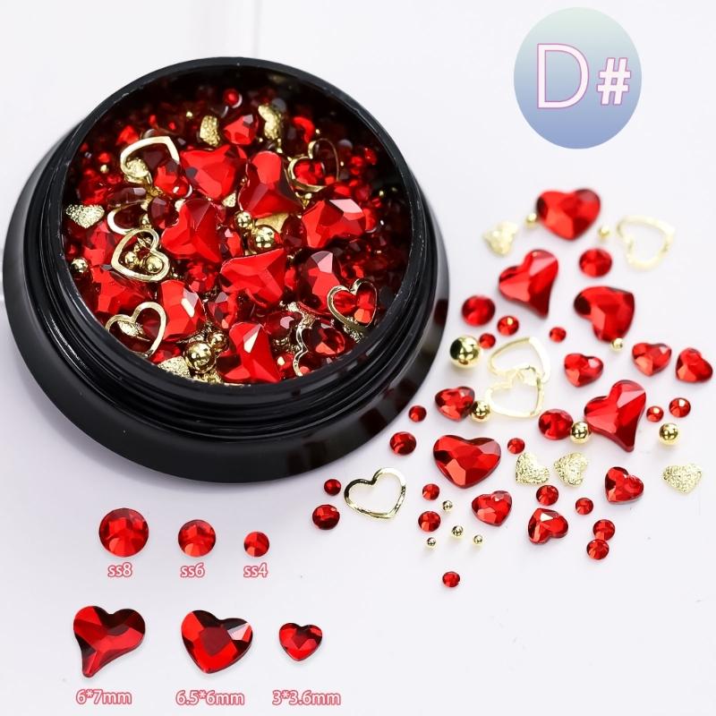 Valentine's Day Nail Charms Studs Nail Rhinestones Gems Luxury Nail Art Rhinestones Craft Diamonds Crystal Jewels Stones