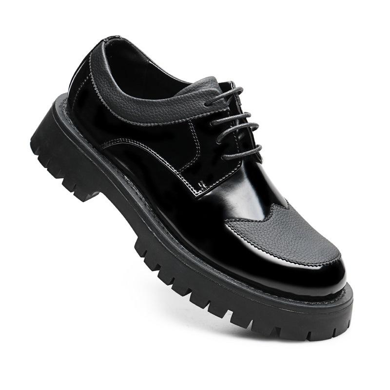 

[Обработка] Мужская повседневная кожаная обувь на шнуровке, европейская, американская внешняя торговля 2025 мужская обувь 38 чёрный