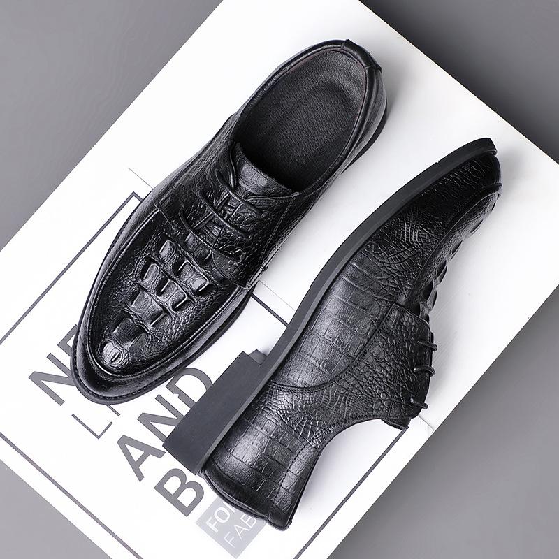 Men's business casual leather shoes genuine leather crocodile gentleman pointed men's shoes British men's single shoes shoes