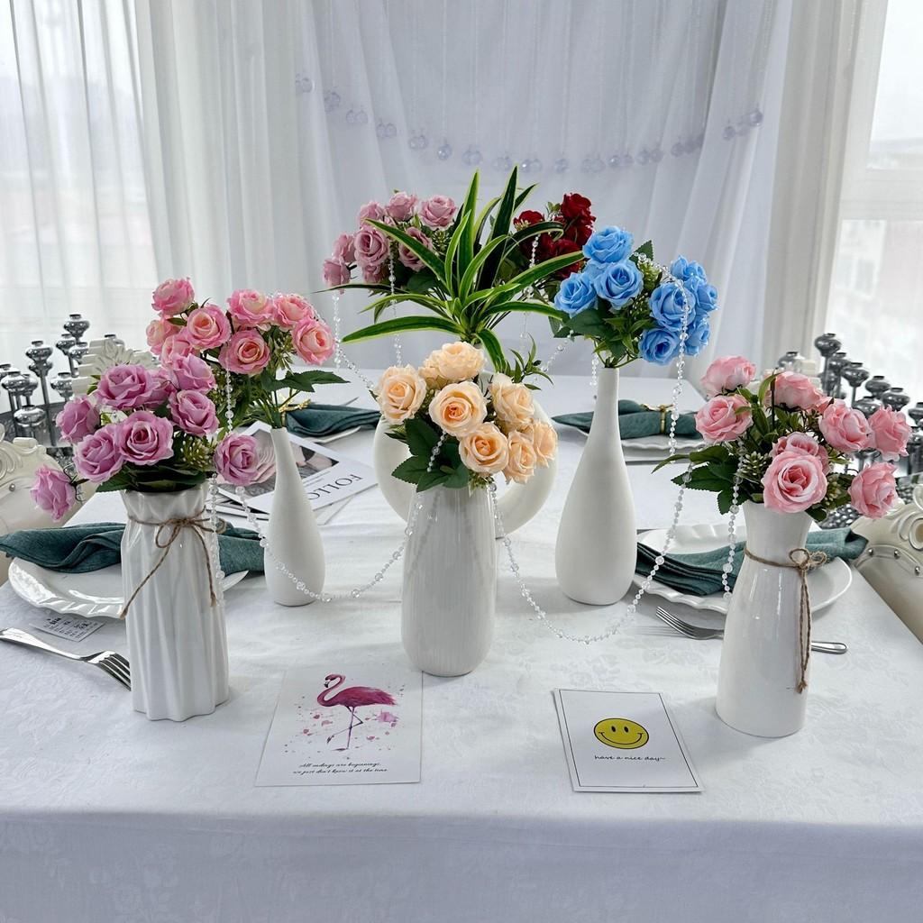 Rose Flower Artificial Wedding Hotel Restaurant Room Decoration Desktop Ornament