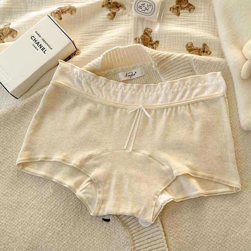 Women's Spring and Autumn Color Matched Pure Cotton 10A Antibacterial Extended Crotch Anti Glare Briefs