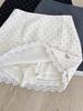 Polka Dot Lace Trim A-Line Midi Skirt, Spring/Summer 2025 Fashion, Petite High-Waist Hip-Hugging Fit