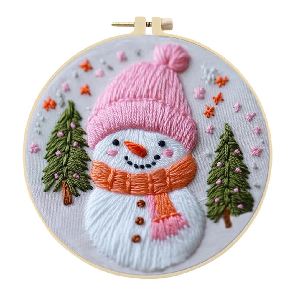 Halloween Stamped Cross Stitch Embroidery Kits with Hoop Cloth Color Thread for Beginners DIY Arts Ornament Cross Stitch Sets