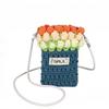 Knit Rose Pattern Mini Shoulder Bag With Phone Pocket For Daily Use
