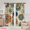 2D Flat Printing 2pcs Curtain Floral Boho Pattern Blackout Polyester Versatile Use for Bedroom Living Room
