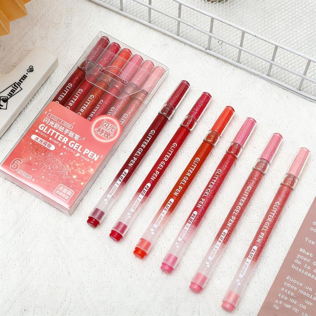 Set of 6-24 Metallic Glitter Gel Pens 1.0 mm Color Ballpoint Pen Book Card Long Lasting Writing Drawing Marking Coloring DIY Art
