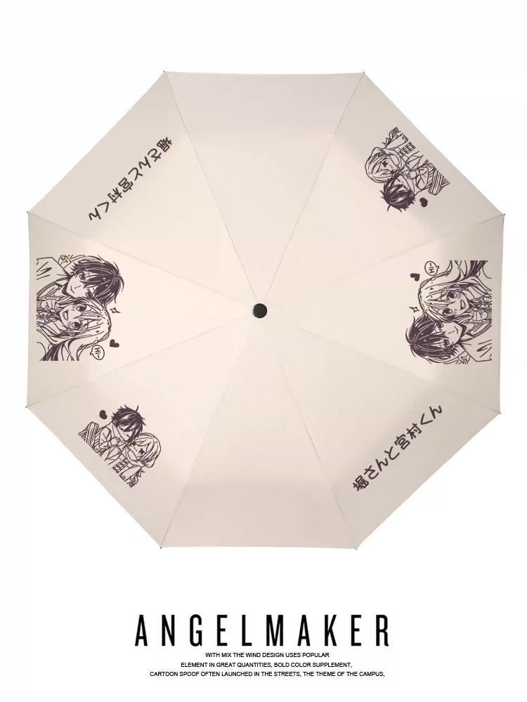 Hori and Miyamura Hori Kyoko Ito Anime Female Student Folding Umbrella for Sun and Rain Protection with Automatic Uv Protection