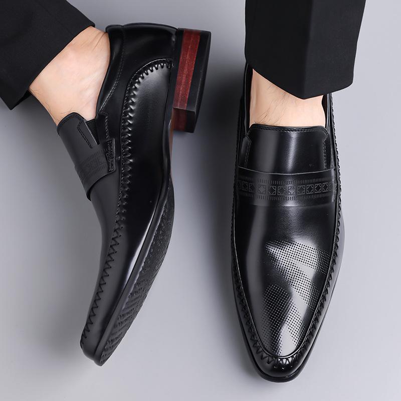 Europe, America, Four Seasons Breathable Business Casual Shoes, Leather Fashion British Pointed Toe Foot Cover Men's Formal Leather Shoes Men'