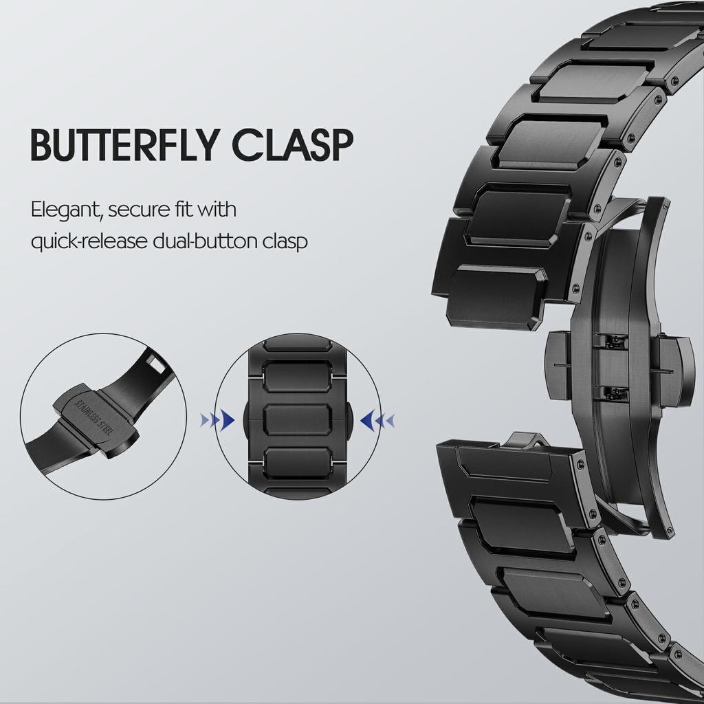 H-Link Farbiges Metallarmband für Apple Watch Series 10 Ultra 9 8 7 SE 6 5 4 3 2 1 46mm 49mm 45mm 44mm 42mm Faltschließe Uhrenarmband