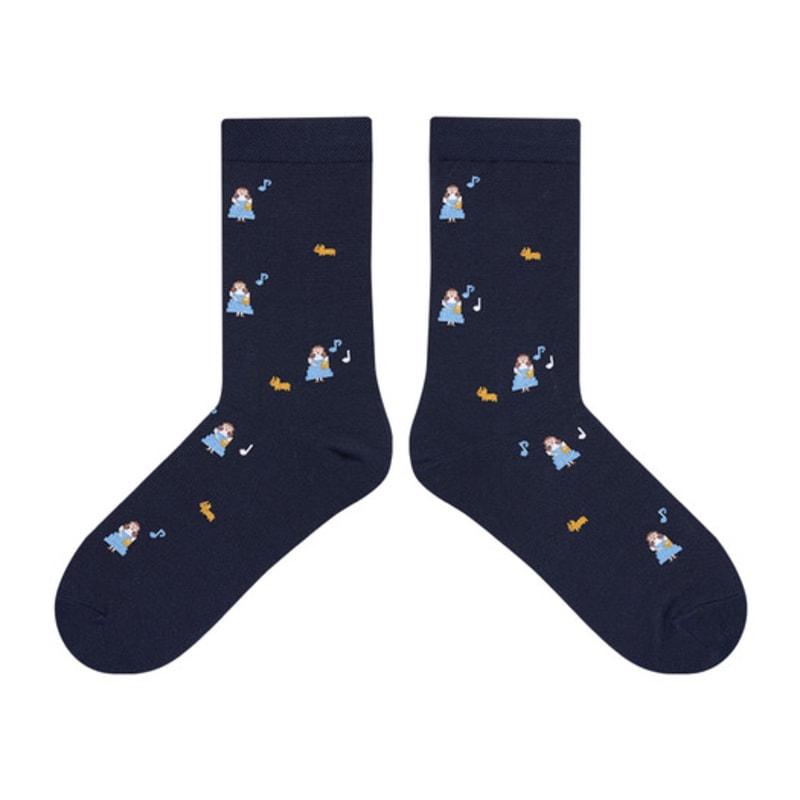 STUDIO SOCKSTOP Wizard of Oz Dorothy and Toto Navy Embroidered Socks