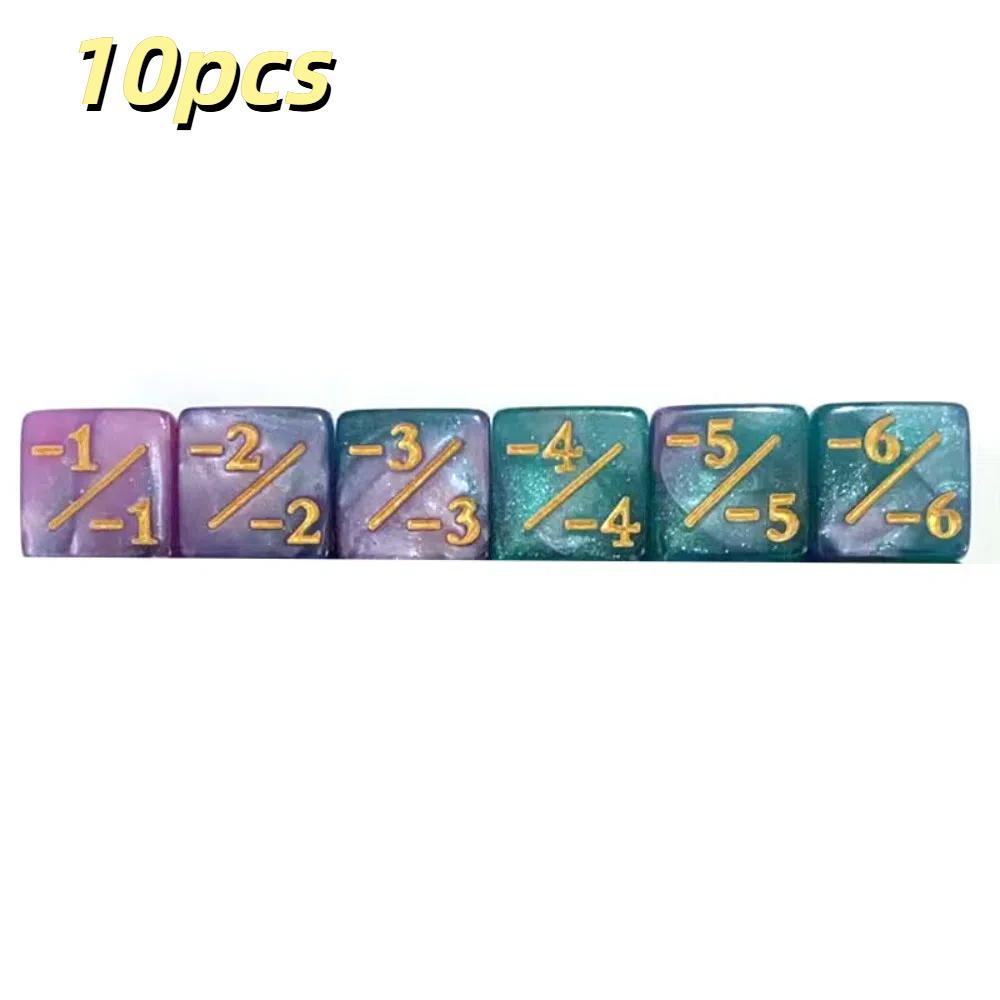 10pcs/set Six Sided Polyhedral Dices Acrylic Material +1/+1 Dice Counting Dices Multifunction Cubes Shape Game Dices