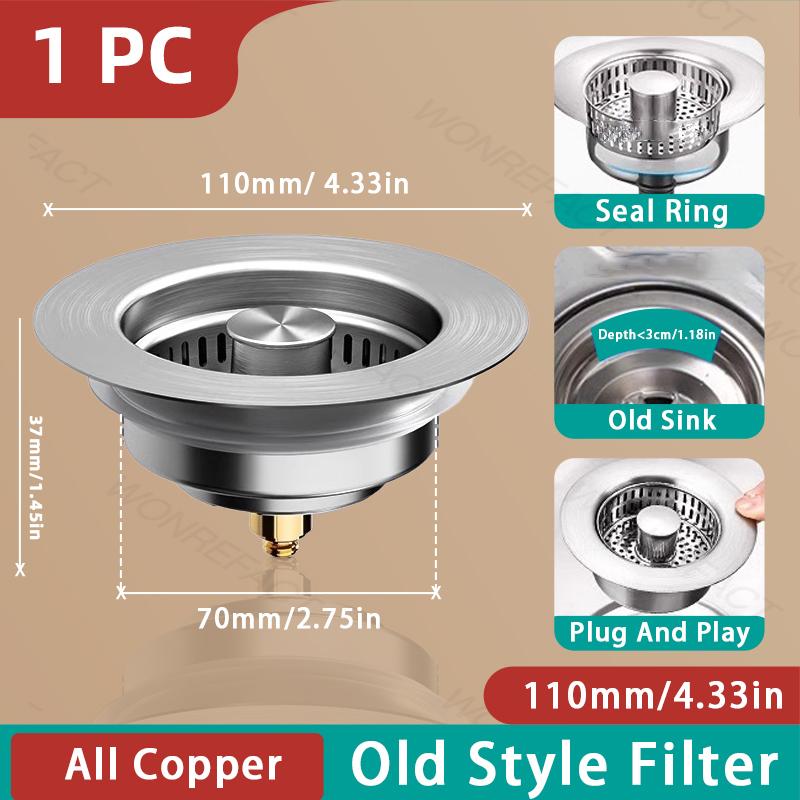 Anti Clogging Sink Food Catcher Basket Kitchen Sink Strainer Universal Kitchen Sink Stopper 304 Stainless Steel6