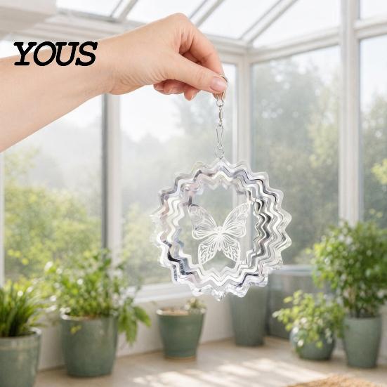 Outdoor Bird Scarer Stainless Steel Reflective Wind Spinners, Garden Decor, Sparkly Spinner, Devices Deterrent to Repellent Pendant Scare Birds