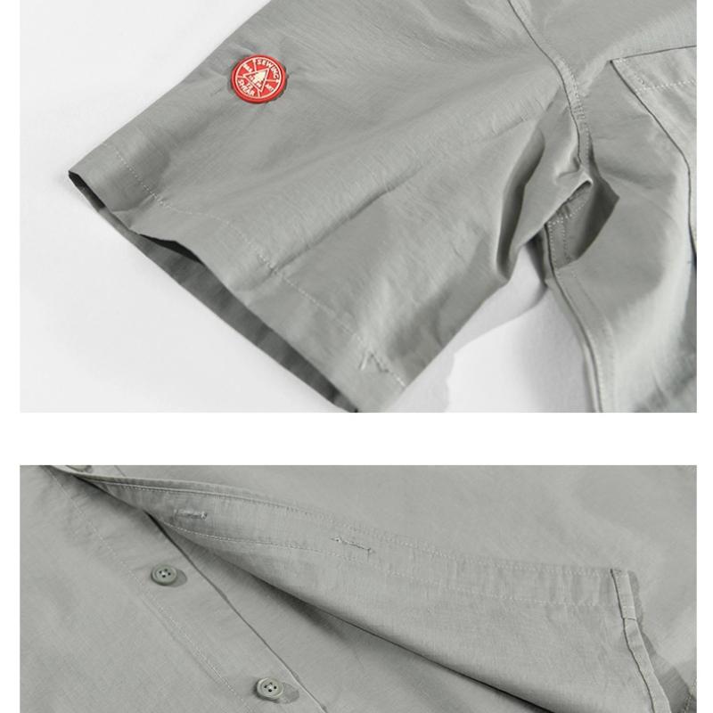 Summer Shirts for Men Japanese Style Cargo Short Sleeve Shirt Lapel Collar Double Pockets Casual Shirt Youth Streetwear Loose Top