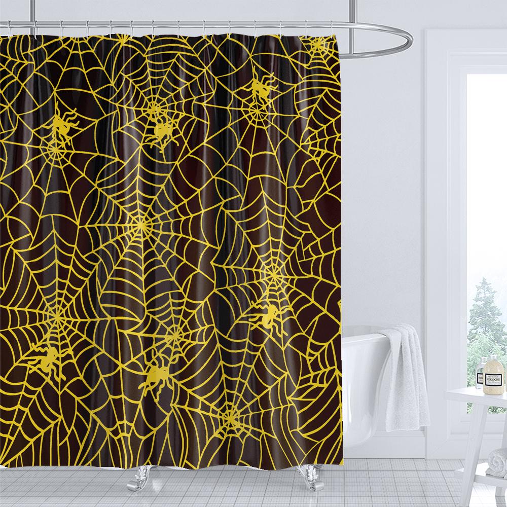 Halloween Shower Curtain Pumpkin Skull Ghost Cartoon Children Bathroom Curtain Bathtub Decoration Halloween Curtain with Hooks