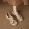 Ronde neus textuur temperament dikke hak sandalen nieuwe zachte lederen comfortabele sandalen
