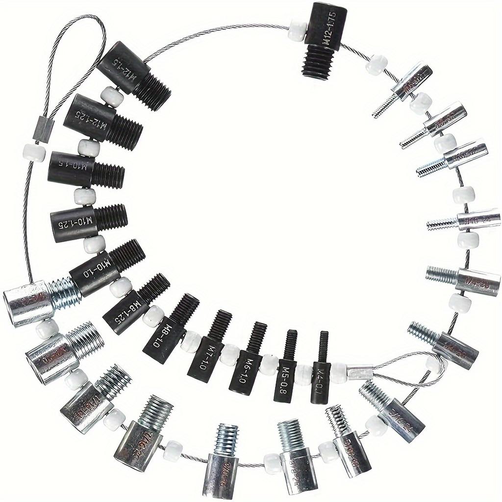 26pcs Handy Measuring Tool for DIYers Easy-to-Read Nuts & Bolts Size Identifier Thread Checker Set