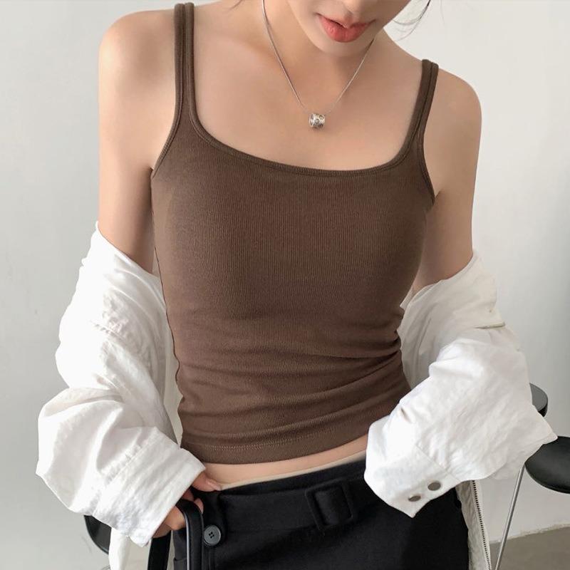 Basic Small Square Collar One Cup Heating Vest Shaved Slimming All Strap with Korean Base