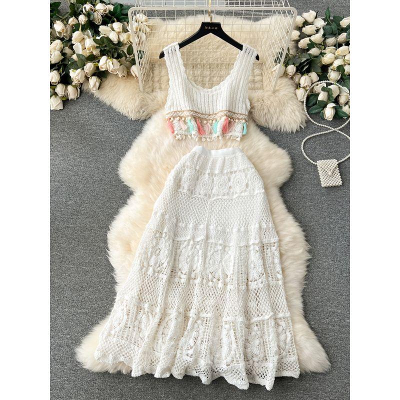 Bohemia Sleeveless Mesh Crochet Knitting Suit