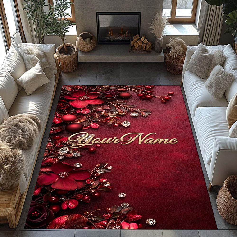 Rose Personalized Text Floor Mat Suitable for Foyer Study room Kitchen Entryway Anti-slip Rug Anime Office Decor