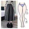 2024 Autumn/Winter PU Leather Mid-Length Skirt: Versatile Fashion Umbrella Design with Elastic Waist.