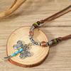 New 1-piece set of personalized fashion wax thread beaded wooden beads dragonfly necklace new G