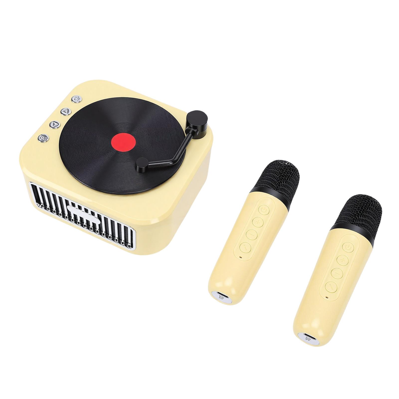 

Mini Karaoke Machine Toy Kids Adults Boys Girls Portable Bluetooth Speaker with 2 Wireless Mics Home Party Outdoor жовтий