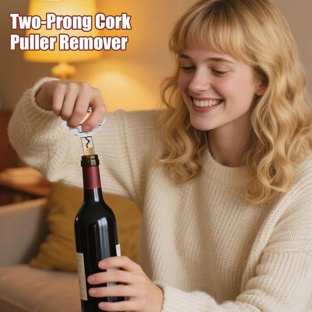 Wine Corkscrew Two Prong Cork Puller Cork Extractor for Old Vintage Ah So Wine Corkscrew for Bar Ceremony Home Outdoor Travel