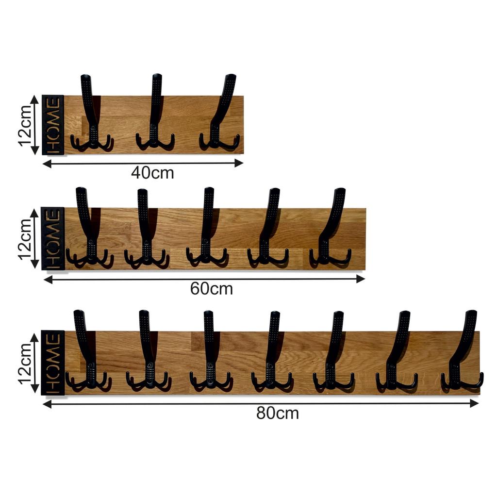 Modern Oak 60cm Wall-Mounted Clothes Hanger