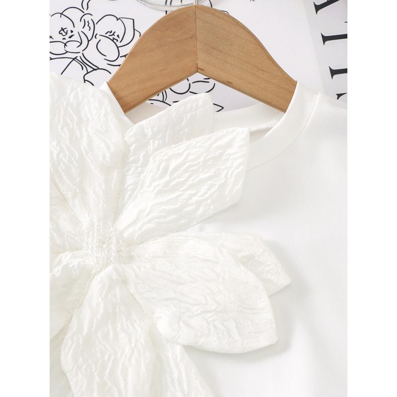 Summer Hot-Selling Girls' Set for Young Children Solid Color Short Sleeve T-Shirt + Shorts