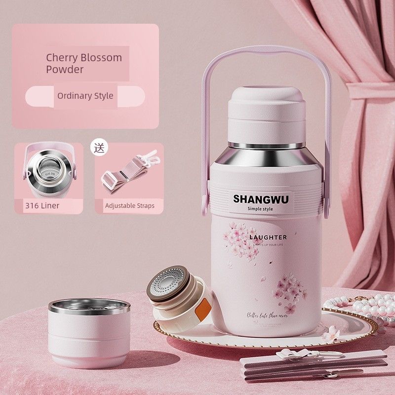 

2026 New Fashion Large-Capacity Thermos Cup with High Aesthetic Value for Women, Outdoor Portable Water Bottle, 316 Stainless Steel Water Cup 900ml Sakura Pink [Ordinary Style]