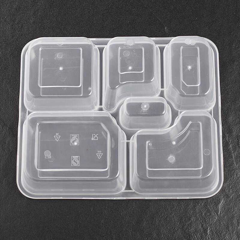 Large 6-Compartment Disposable Plastic Food Container with Lid
