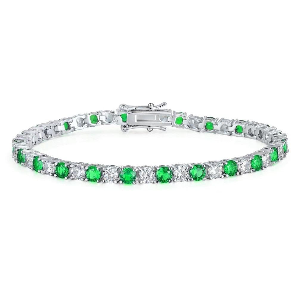 Green Charm Chain Bracelet 4mm Zirconia Cubic Zirconia Bracelet Tennis Bracelet  Gift