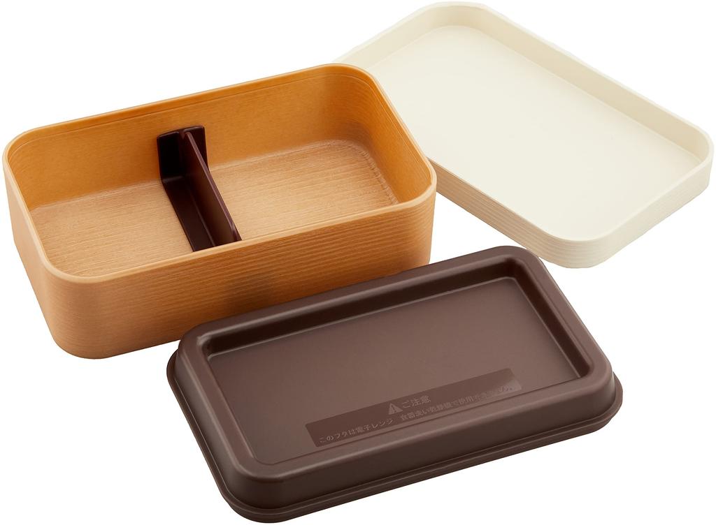 Showa Bento Wood Grain Rice Clean Microwave and Dishwasher Suitable for Men and Made in Product Number 4979539 Box, Resin, Non-Stick, White, Coat,