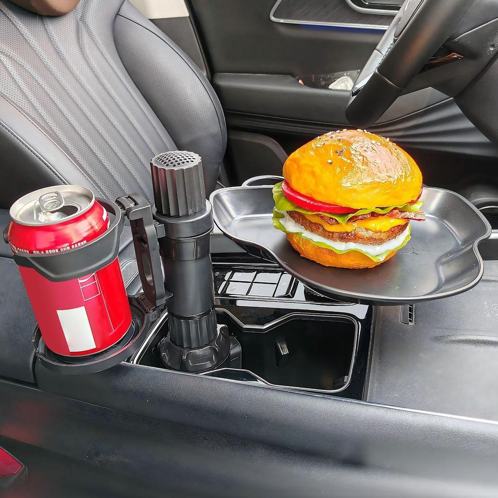Cup Holder Tray 360-Degree Rotating Drink Organizer Cup Holder Food Eating Tray for Seat Truck Kids Travel Desk Backseat Road
