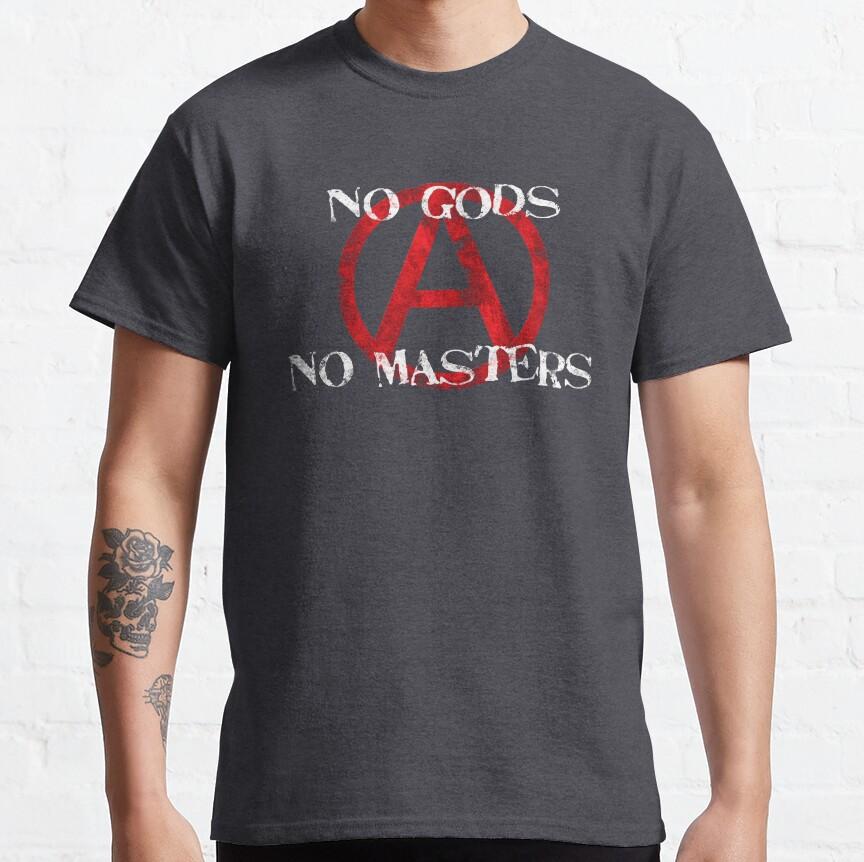 No Gods No Masters Anarchist Anarchy Activist Punk Protest Anarchy Symbol Graphic T Shirts Large Size Adult Tops