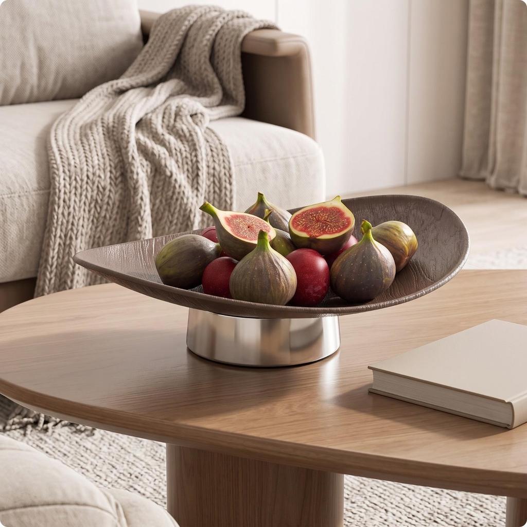 Pedestal Tray Shatterproof Boat-Shaped Low-Profile for Coffee Table